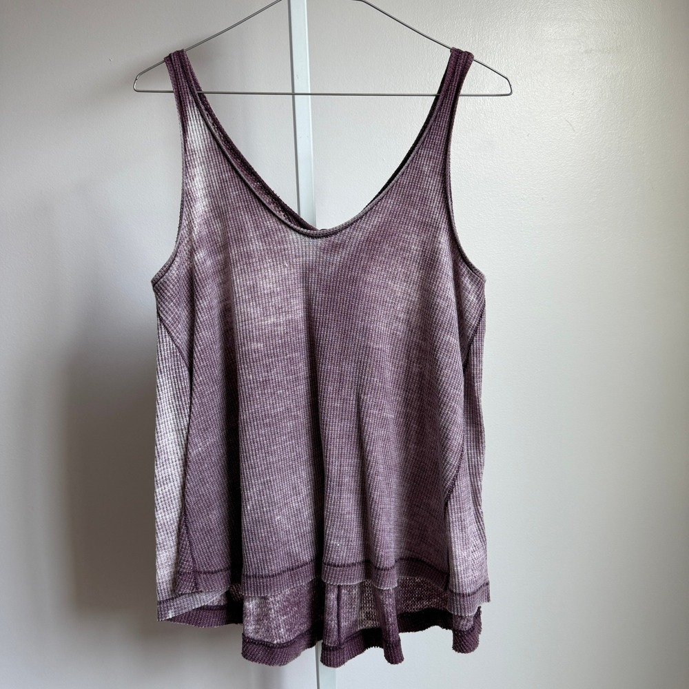 We The Free Tank Top Women's V Neck Sleeveless Purple Ribbed Layered Hem size XS